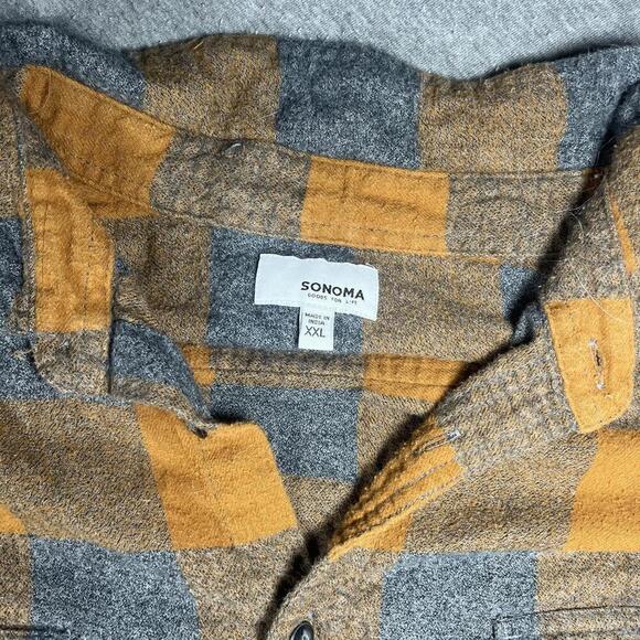 Sonoma Mens XXL Casual Button-Up Shirt in Orange and Gray Plaid Goods For Life - Picture 3 of 5